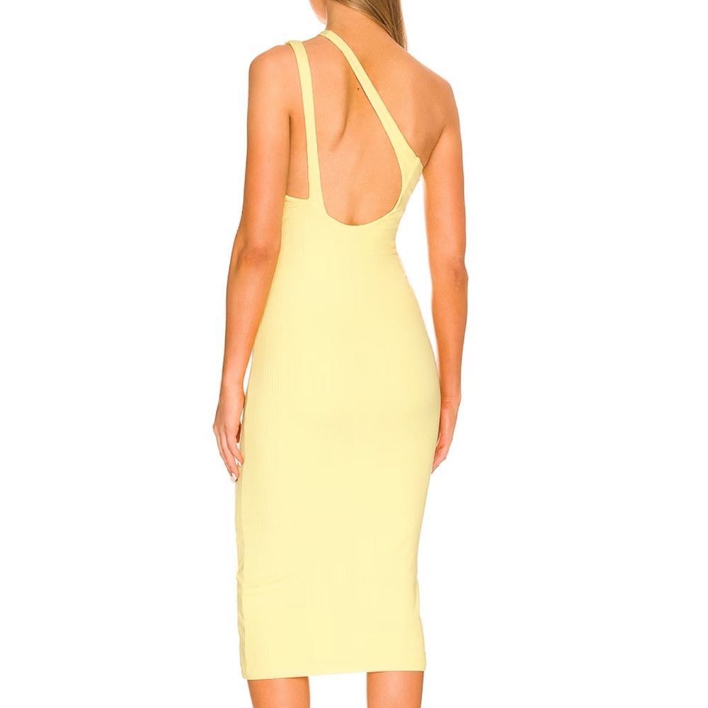 Bardot body con asymmetrical dress